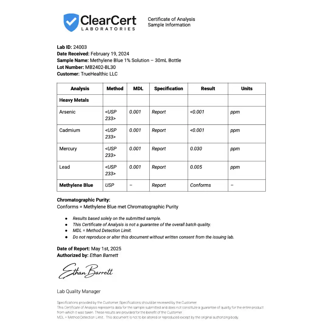 TrueHealthic™ Ultimate Methylene Blue 1% 30mL (1.0 oz) - Image 4